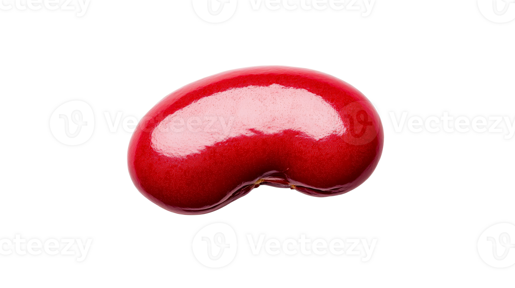 Kidney bean, red, shiny, isolated on black background, cut out transparent png