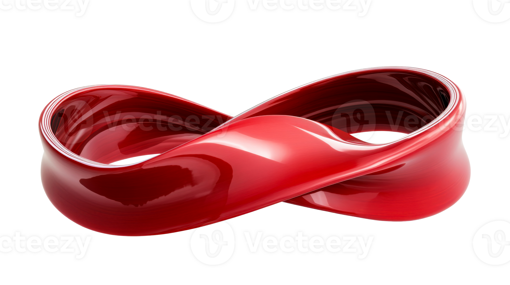 Red Infinity Loop, 3D Rendering, Abstract Design Element, cut out transparent png