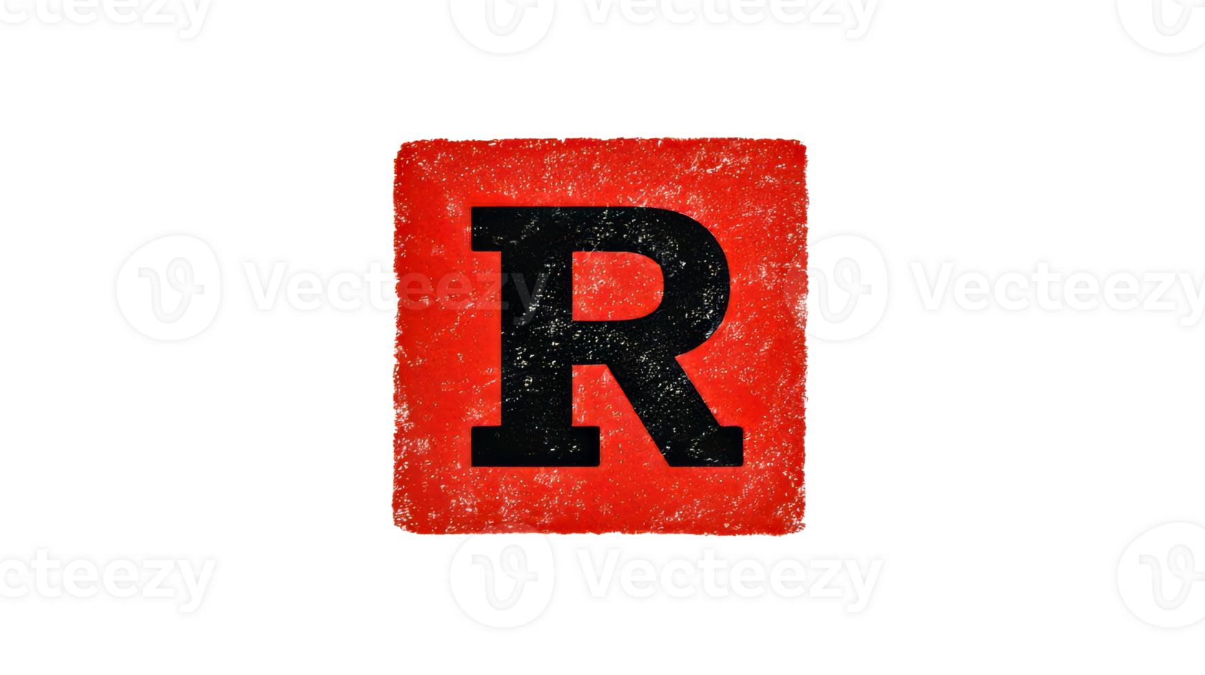 Letter R on red background, rough texture, bold font, grunge style, cut out transparent png
