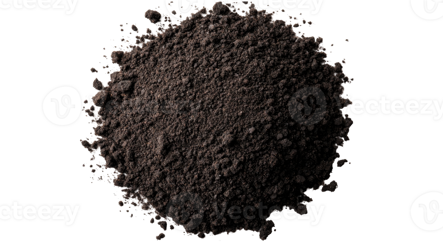 Soil Heap isolated on black background, cut out transparent png