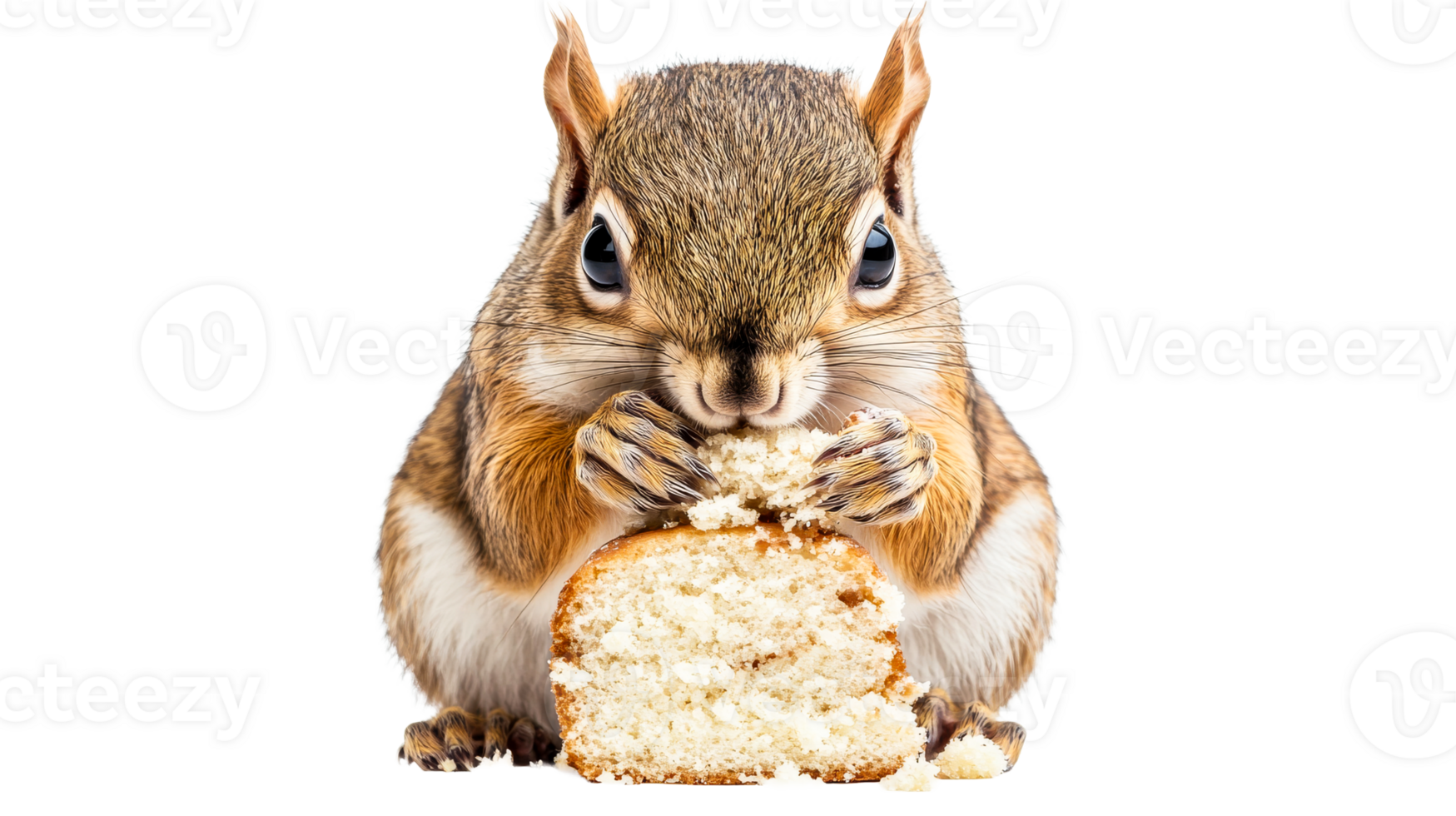 Squirrel eating piece cake, furry mammal, adorable, cute rodent, cut out transparent png