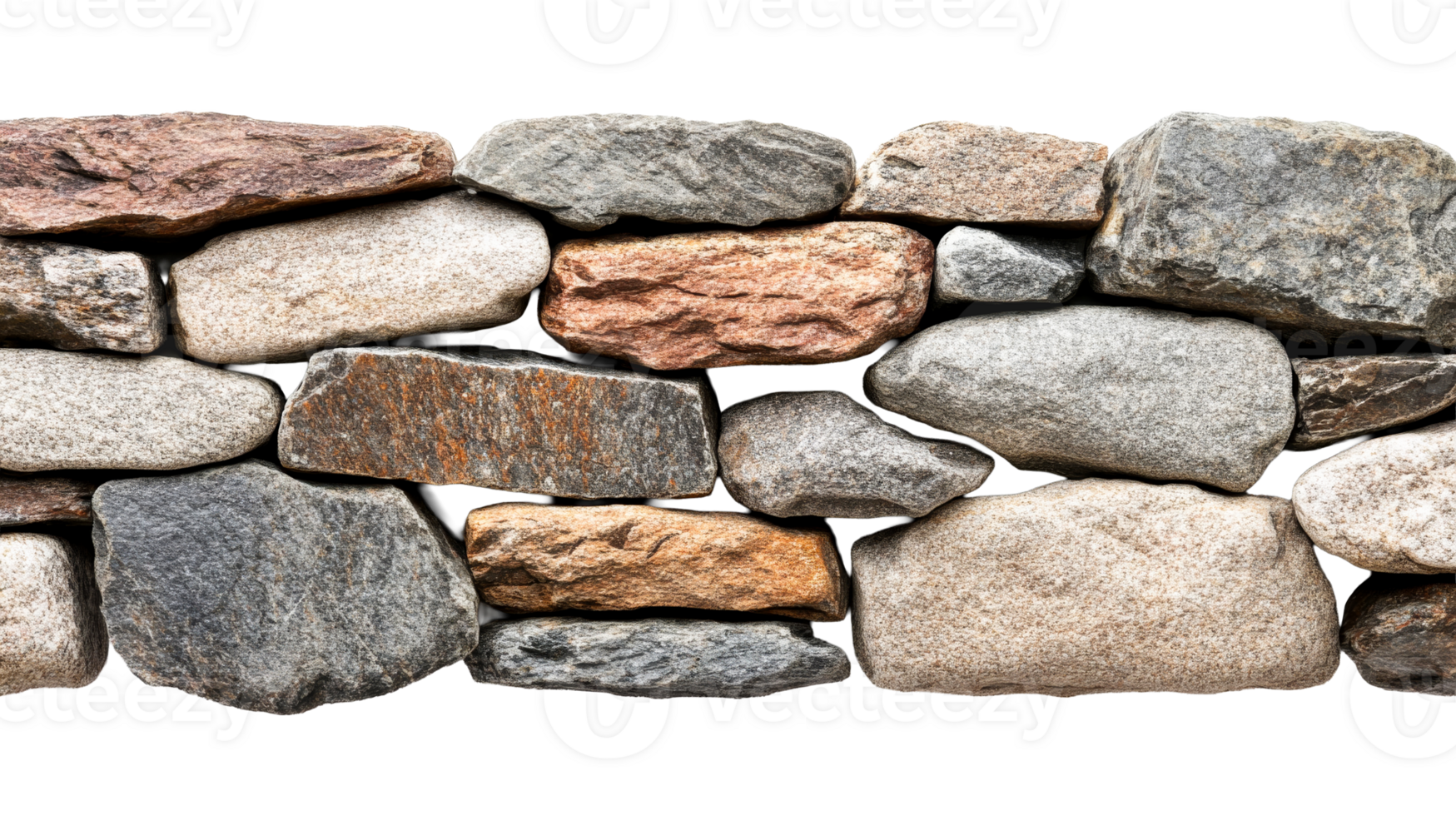 Stone wall texture background, natural rock construction, cut out transparent png