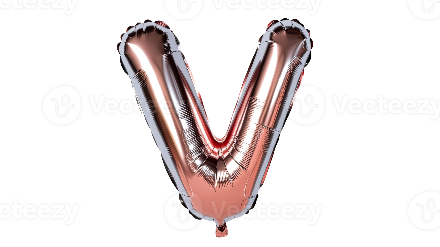 Shiny foil letter V balloon, elegant font shape, isolated, celebration , cut out transparent png