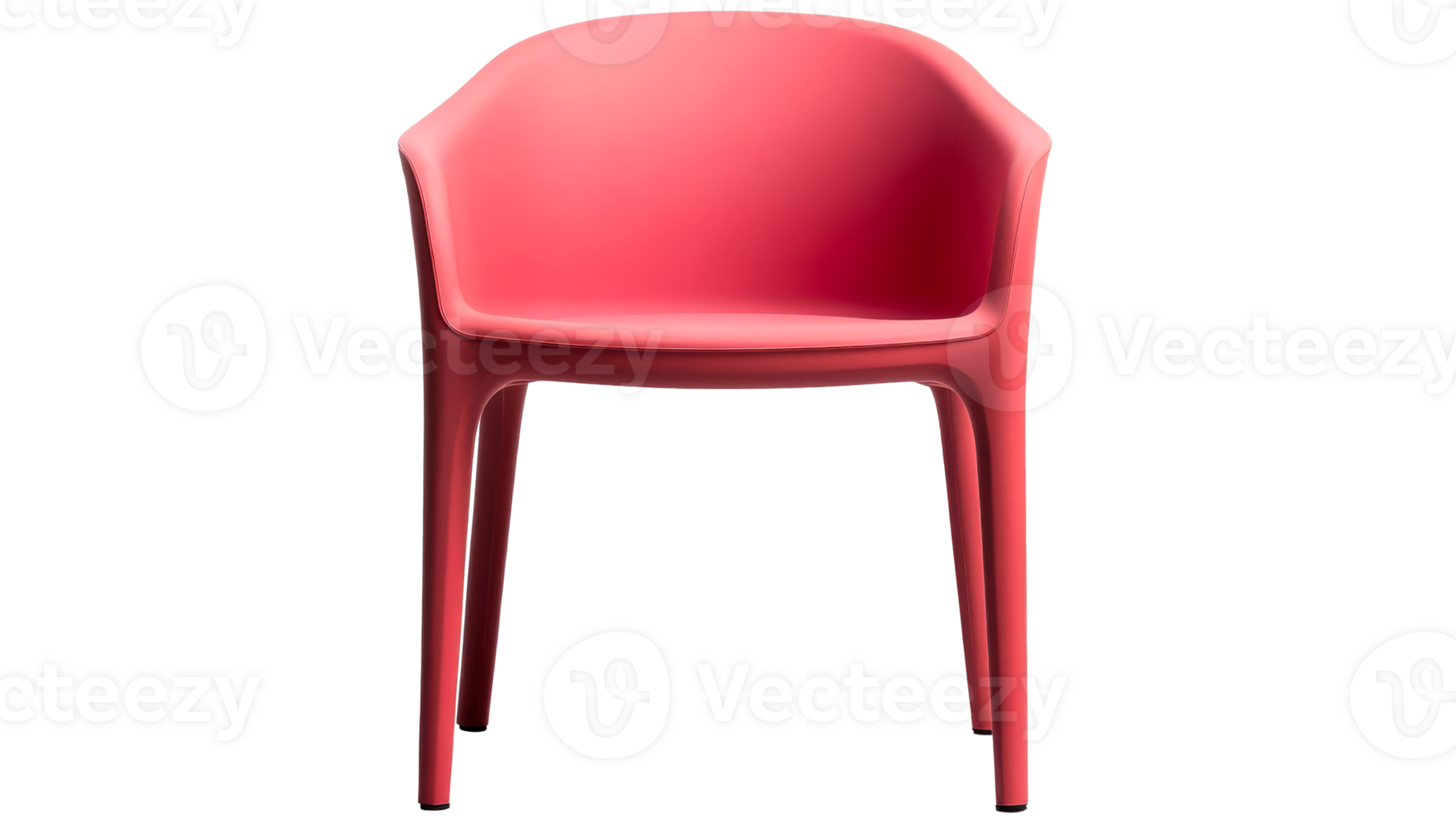 Modern red plastic chair with armrests isolated, cut out transparent png