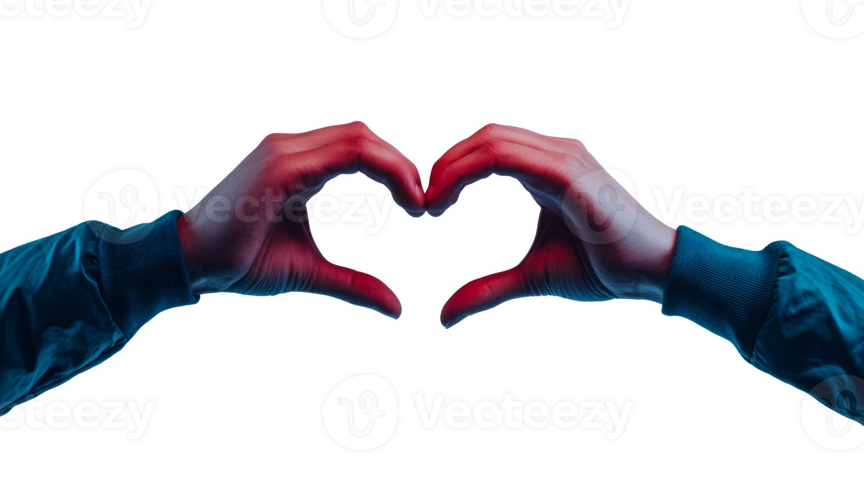 Hands creating a heart shape isolated on black, cut out transparent png