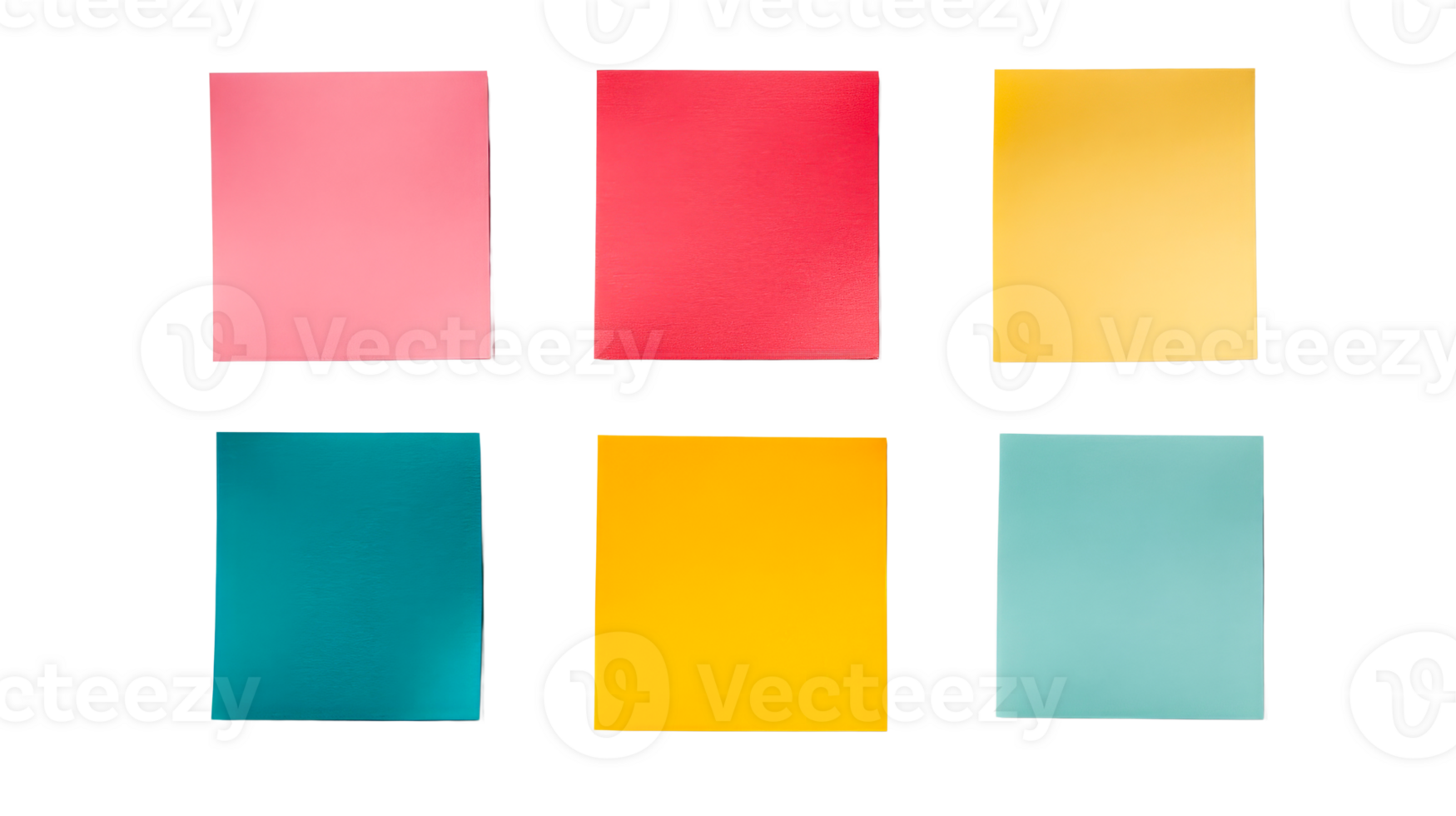 Colored paper sheets collection on dark background, cut out transparent png