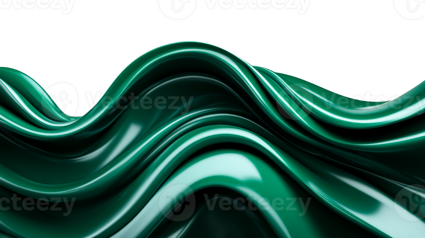 Emerald green textile, wave flow motion, cutout transparent png