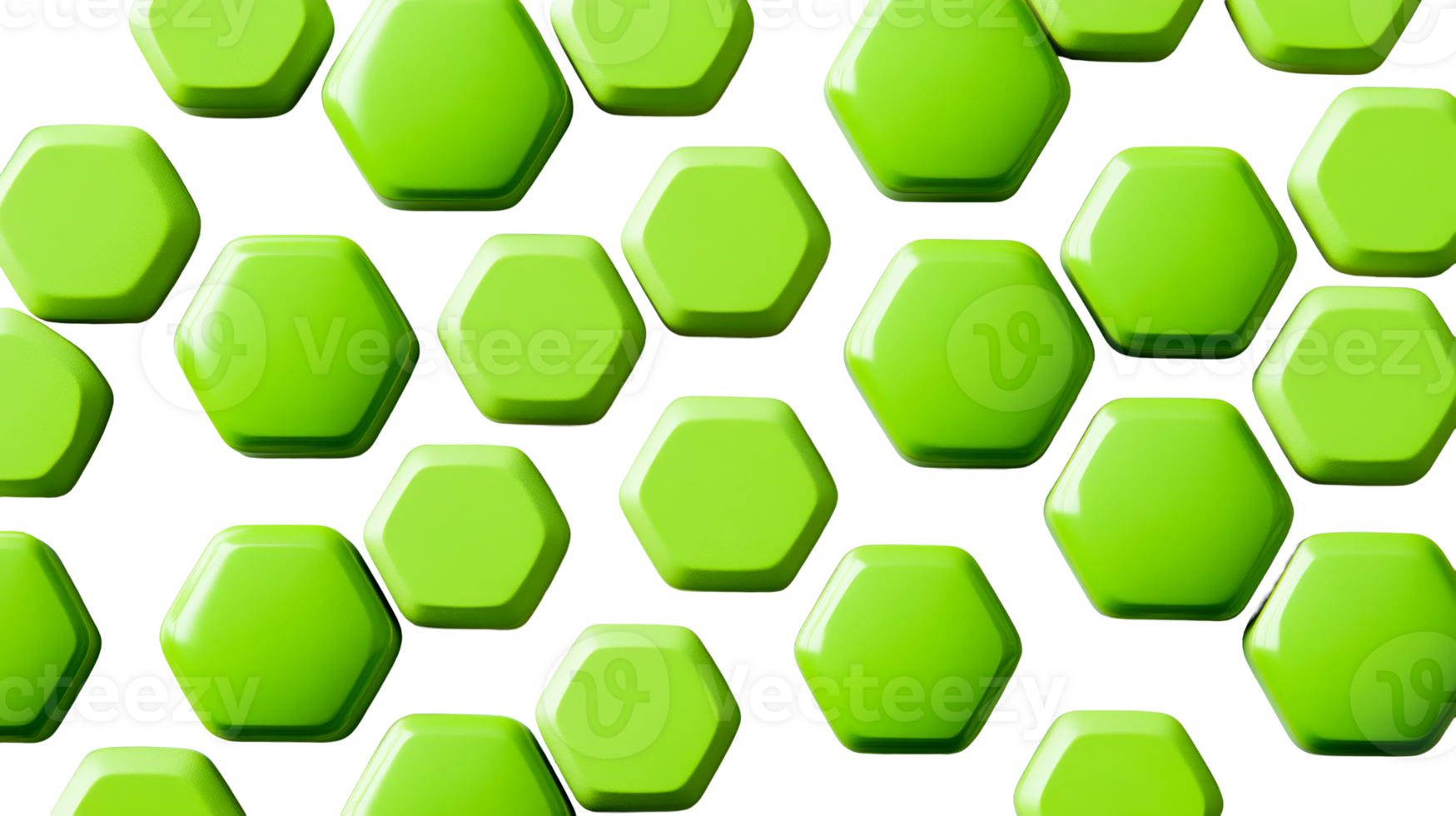 Green hexagon shapes pattern on black backdrop, cut out transparent png