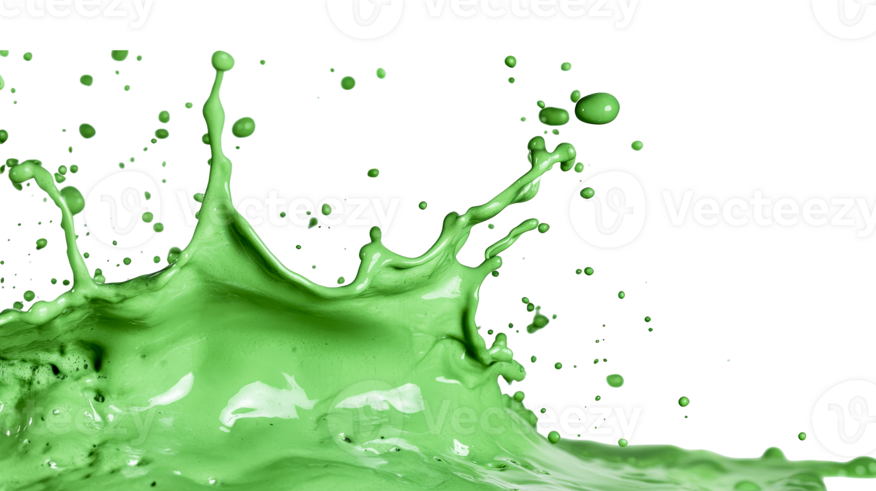Vibrant green splash, liquid movement and artistic expression, cut out transparent png