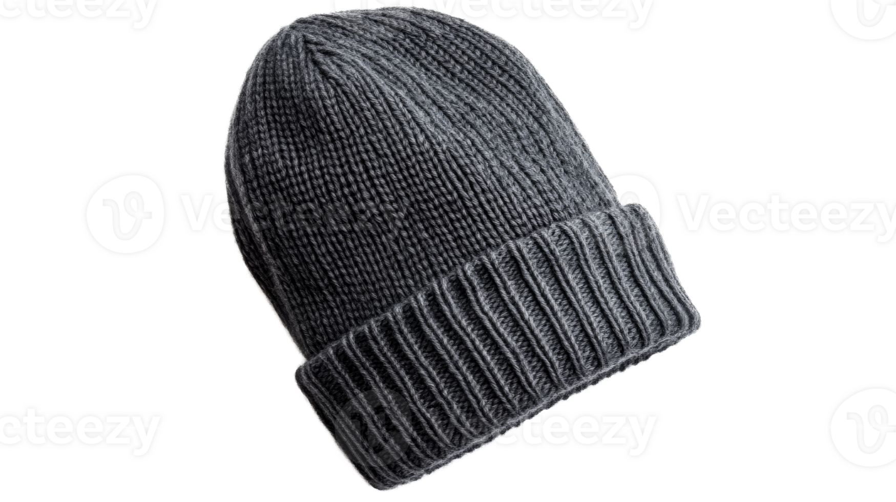Gray knit cap isolated, winter apparel, knitwear fashion accessory, cut out transparent png