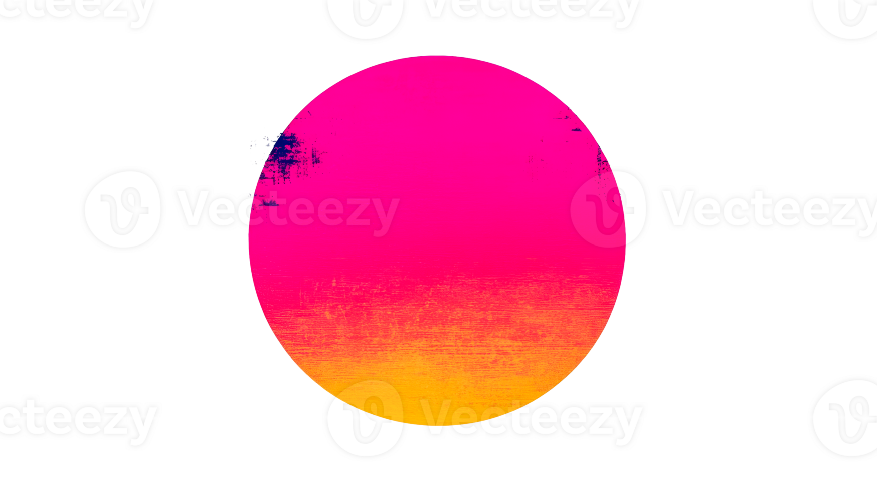 Grungy circle from pink to yellow gradient, cut out transparent png
