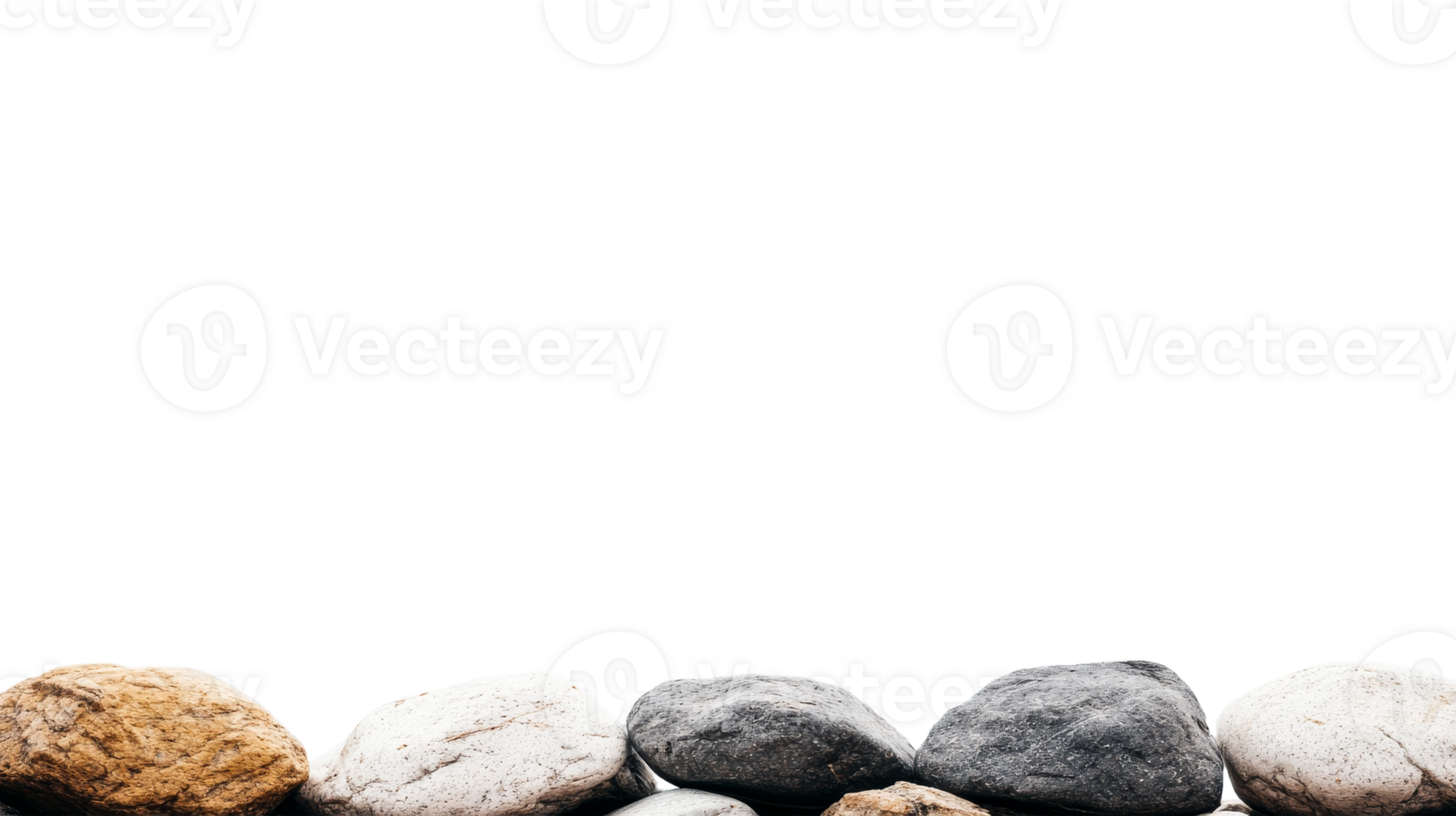 Smooth river rocks in various colors, texture background, cut out transparent png