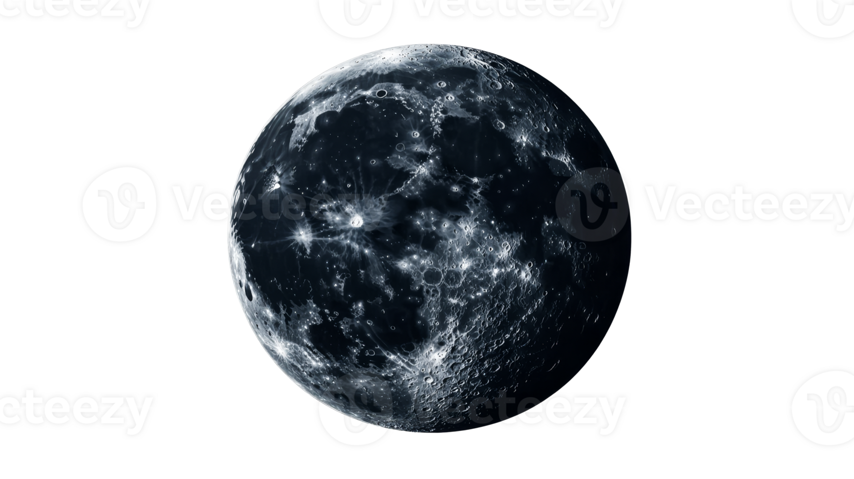 Moody moon craters and texture with detailed surface , cut out transparent png