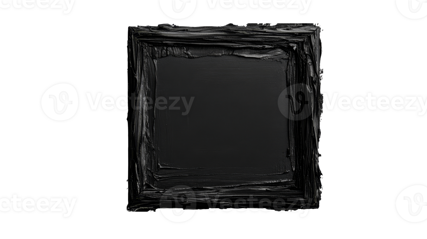 Dark texture frame with painting strokes and smears, cut out transparent png