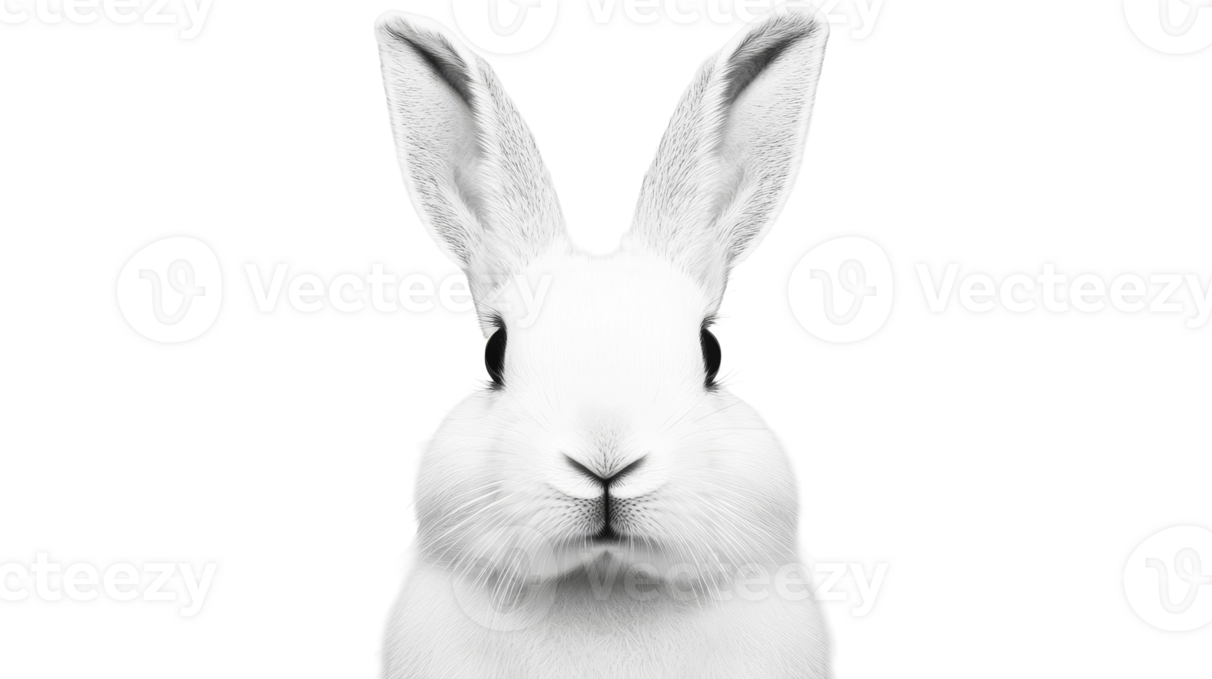 Portrait of an adorable white bunny rabbit, cut out transparent png