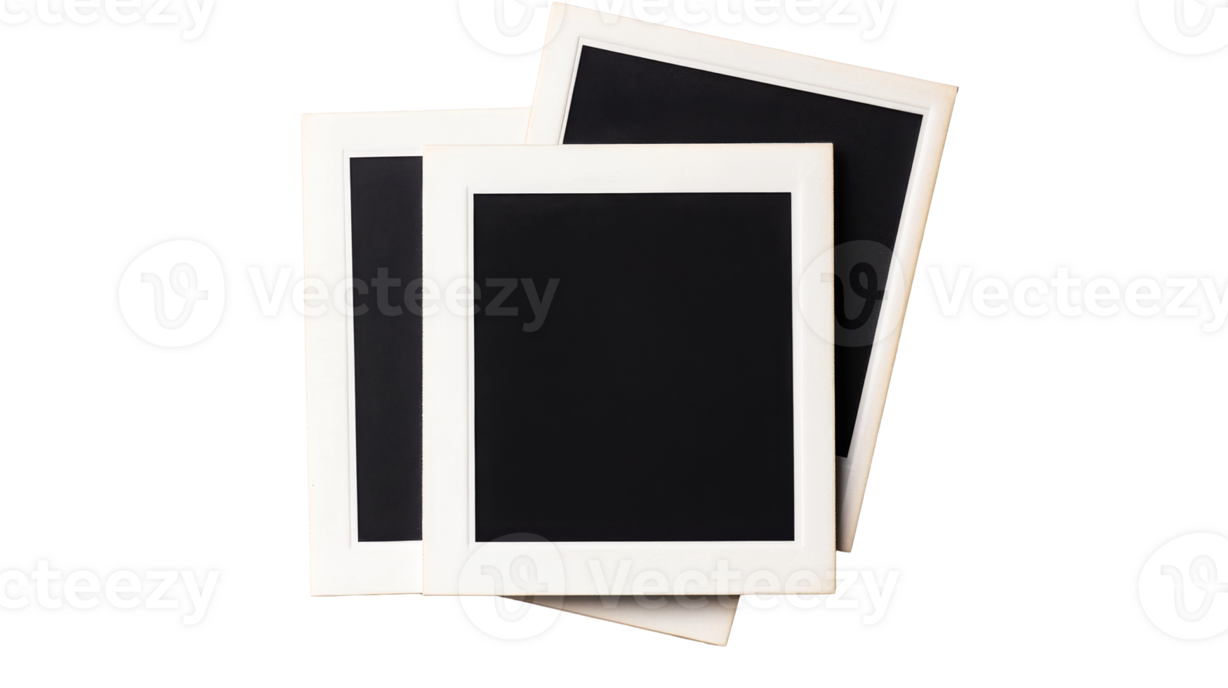 Blank frames composition on black background, cut out transparent png