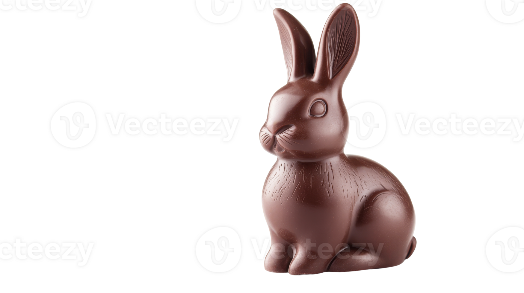 Chocolate bunny figurine on a black background, cut out transparent png