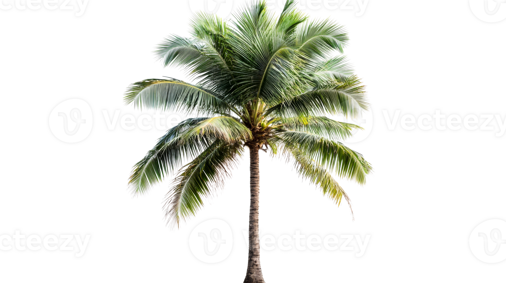 Palm tree foliage on black background, tropical isolated, cut out transparent png