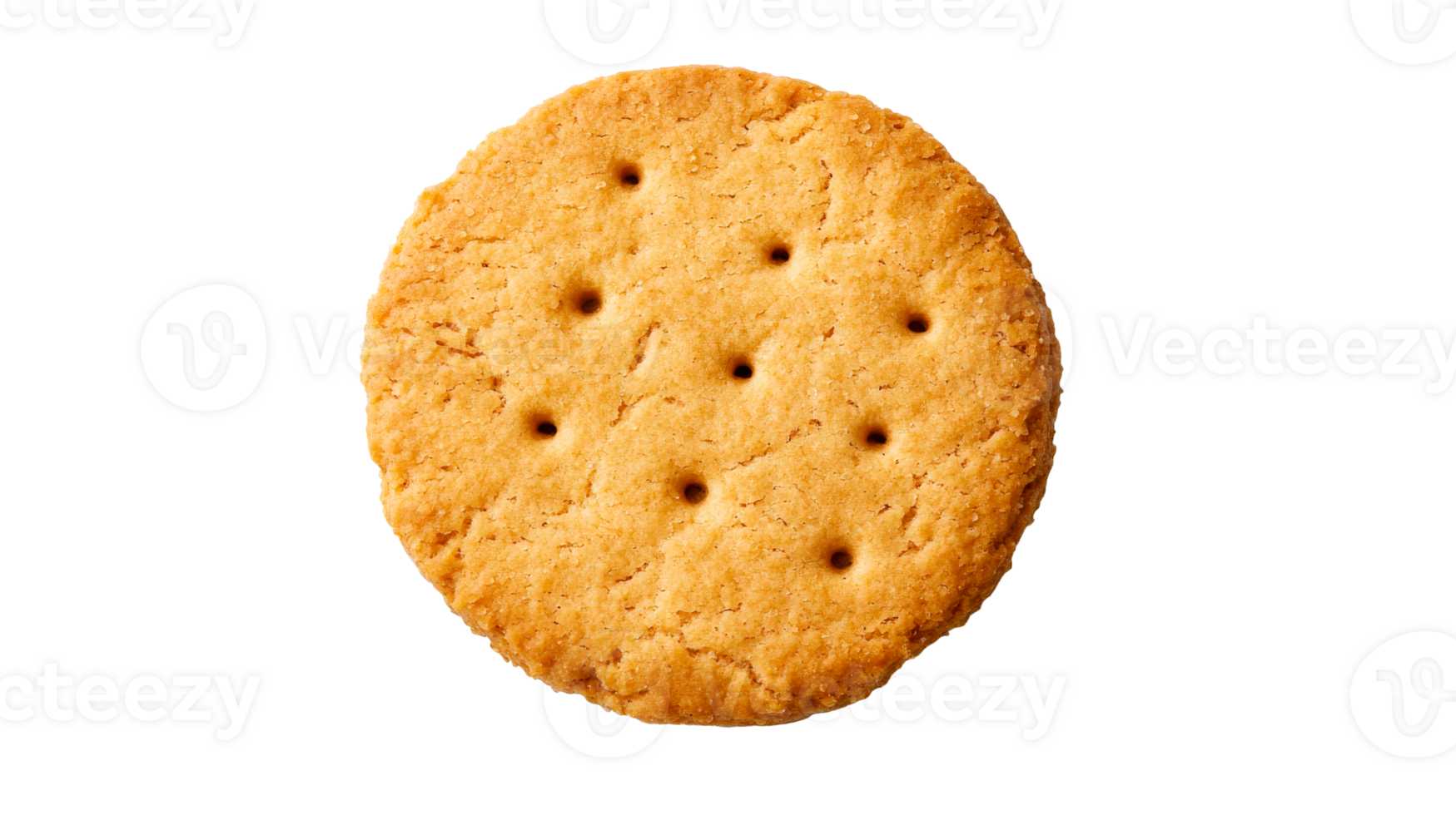 Golden round cracker with holes, snack, refreshment food, cut out transparent png