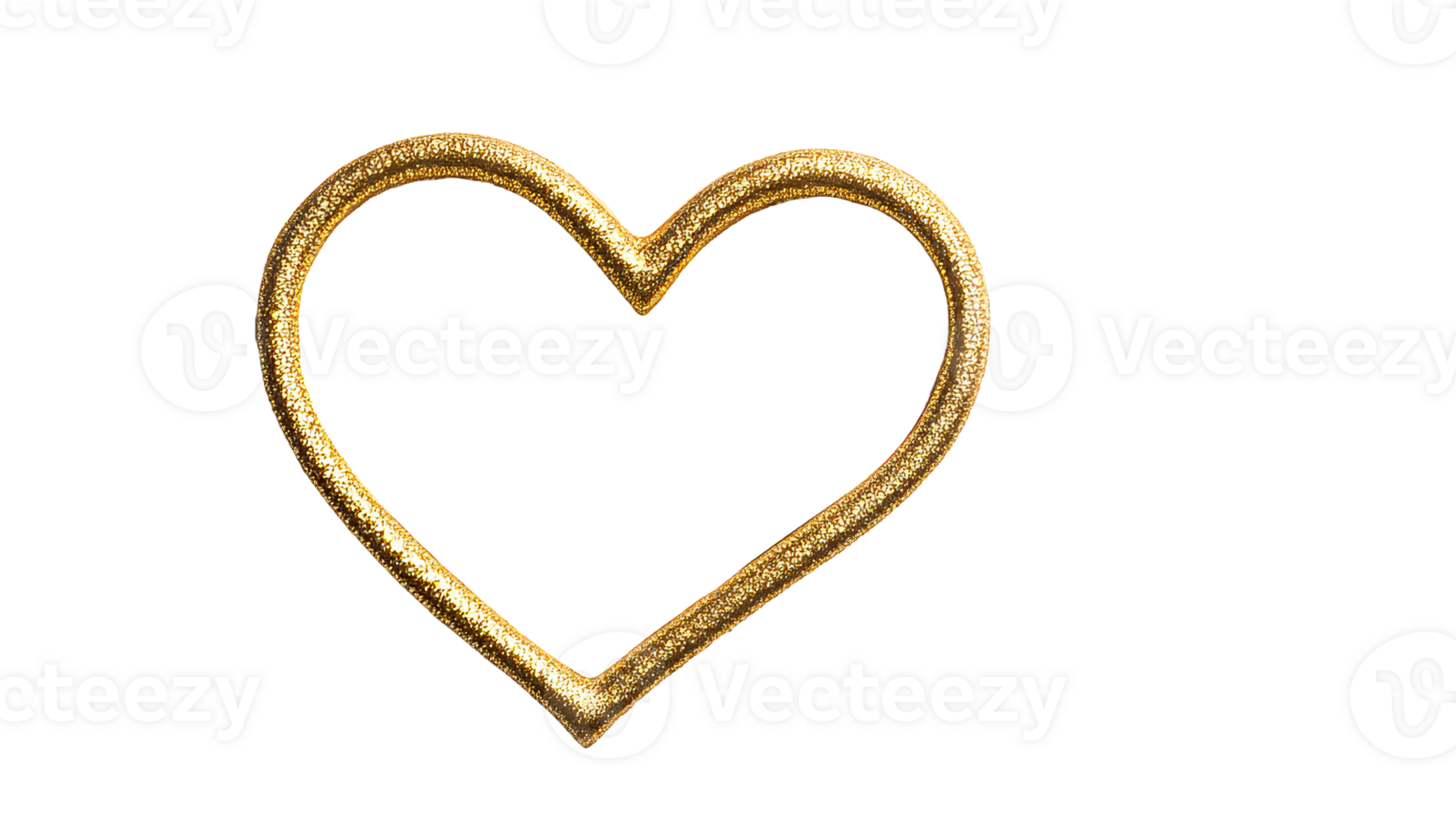 Golden glittering heart shape with shining dust particles, cut out transparent png