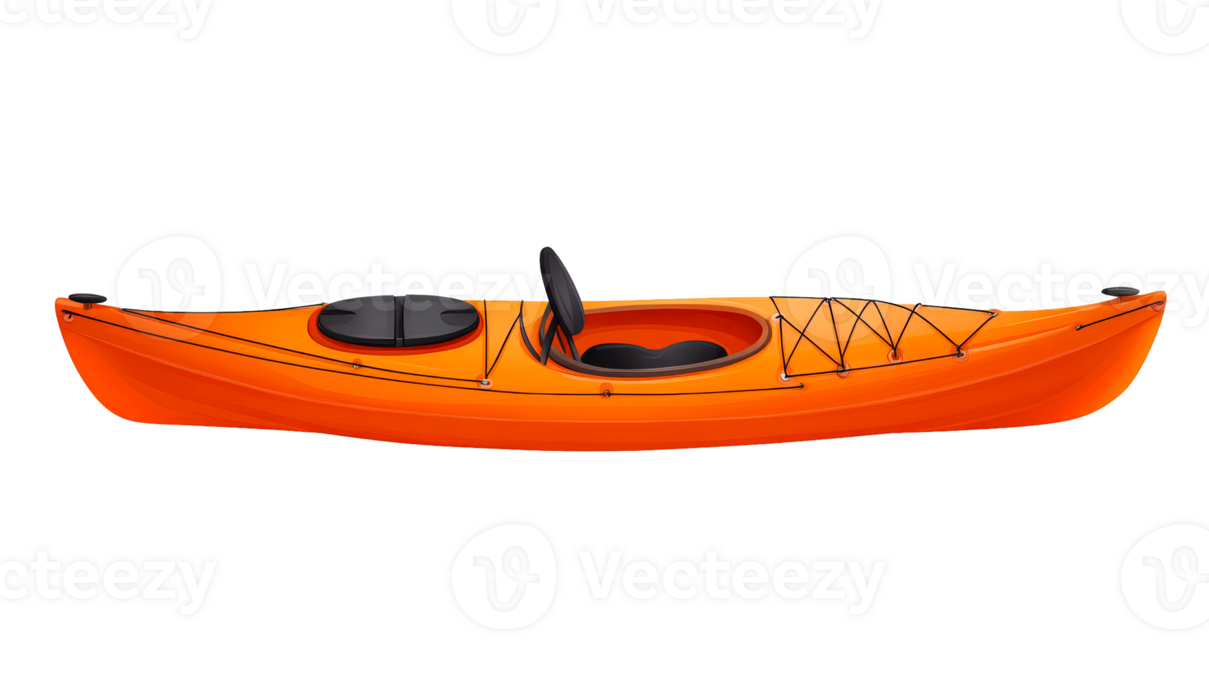 Orange kayak boat for recreation on water, equipment, cut out transparent png