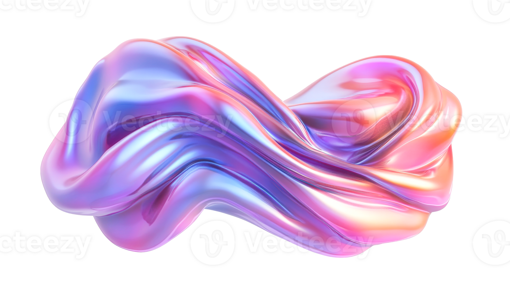 Iridescent, abstract form with pink and blue, cut out transparent png