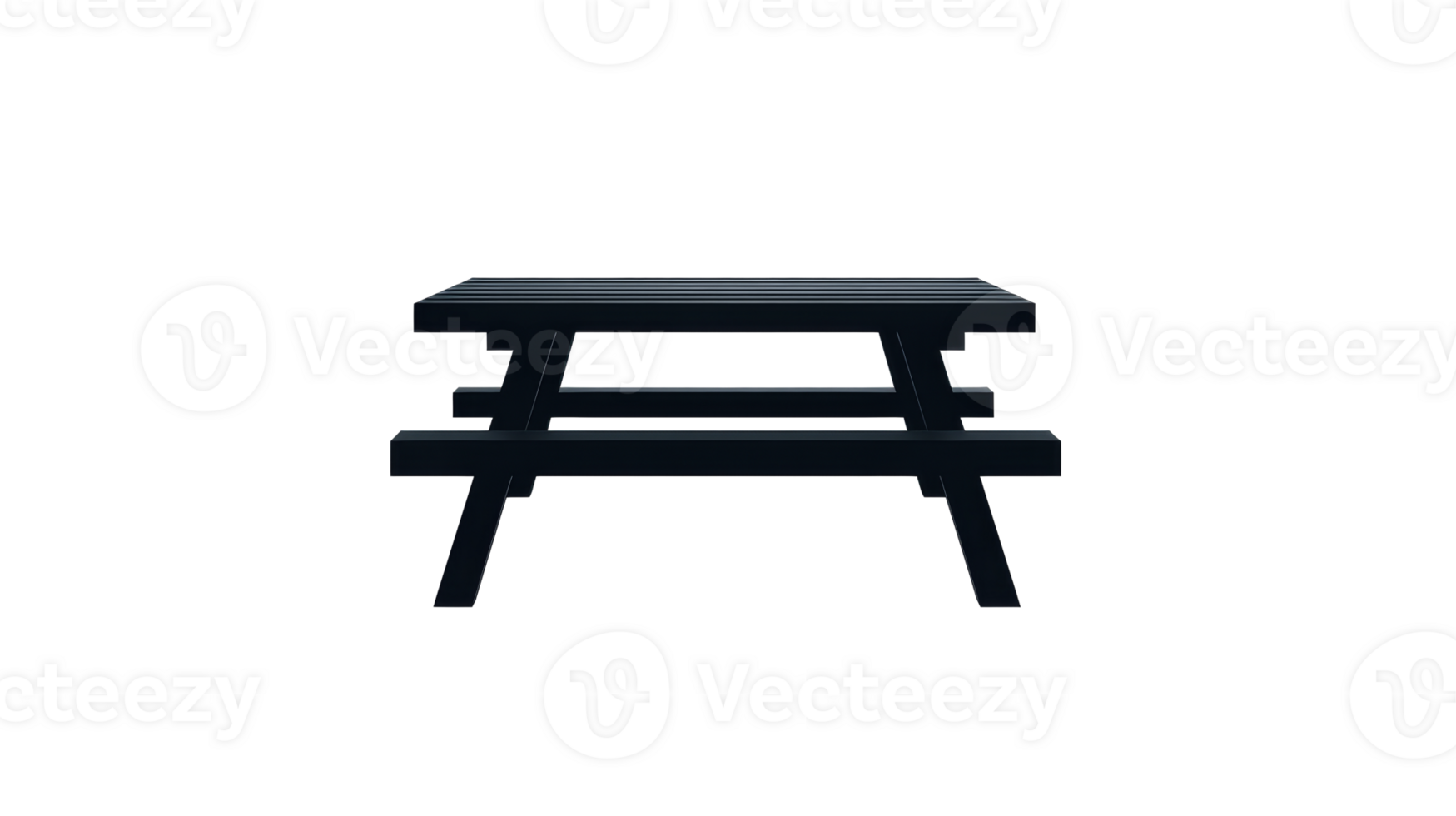 Dark picnic table, minimalistic design, outdoor furniture, cut out transparent png
