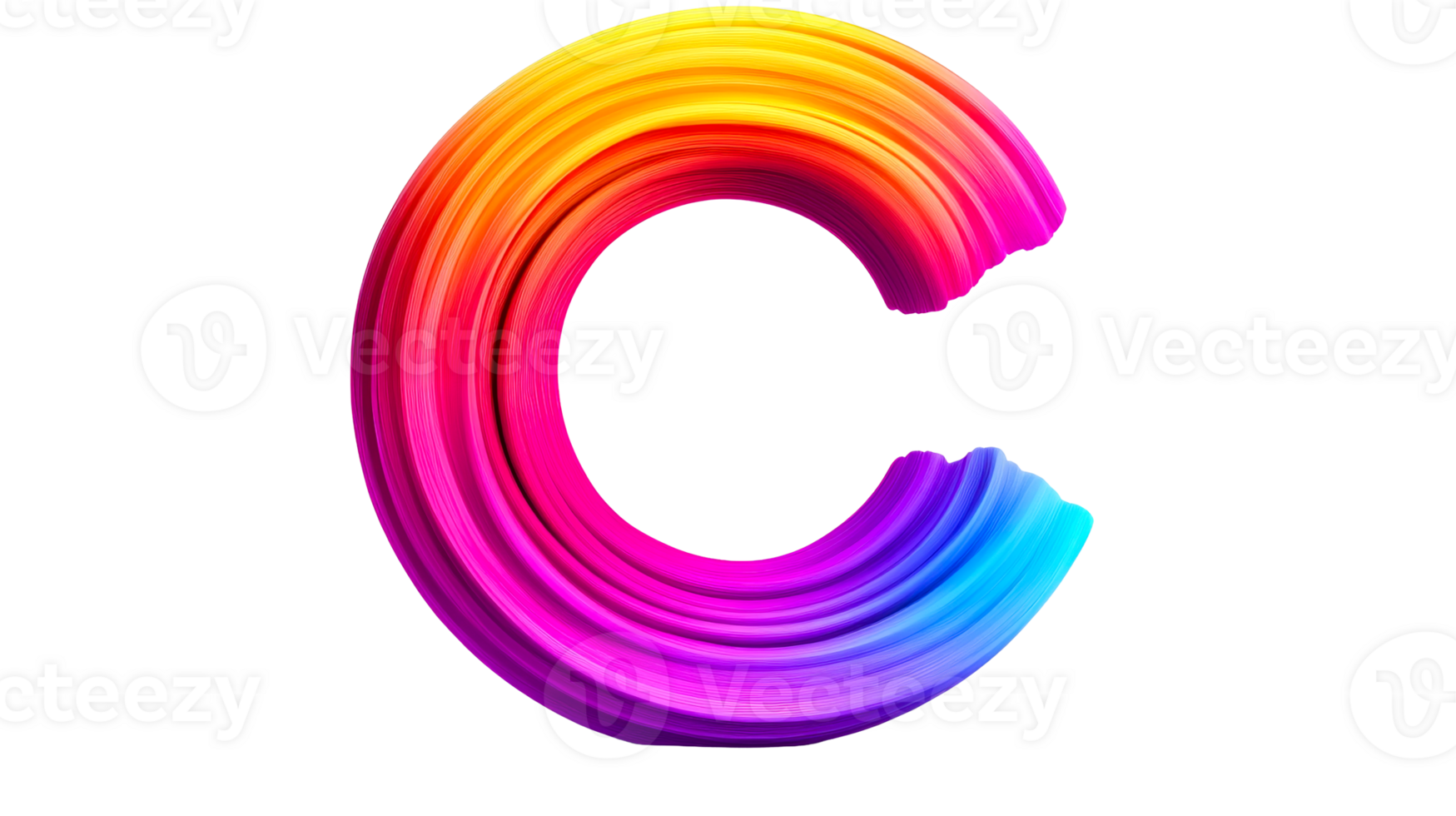 Abstract colorful arc, design element, isolated shape, gradient, cut out transparent png