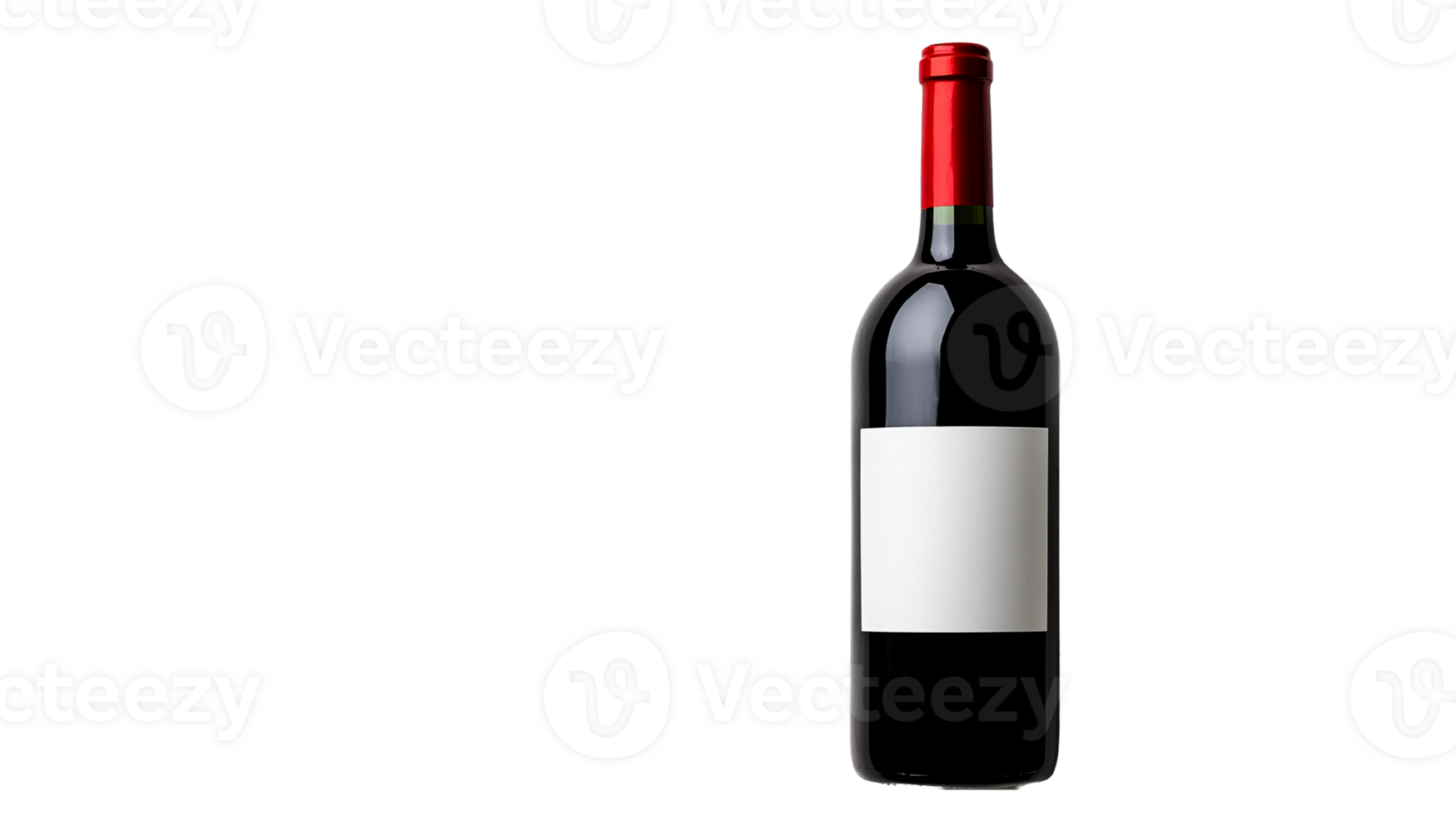 Dark bottle of red wine with a blank label, cut out transparent png