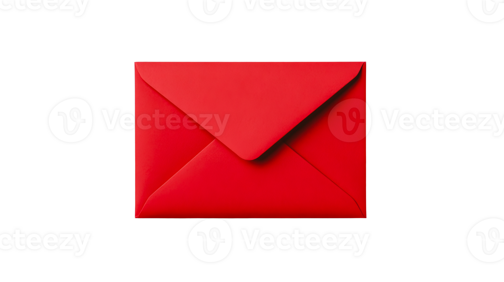 Square red envelope, mockup for message, letter idea, mailing, cut out transparent png