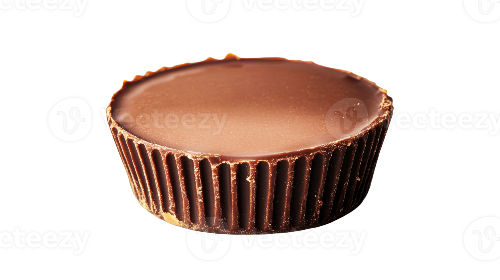 Chocolate peanut butter cup, sweet treat on black background, cut out transparent png