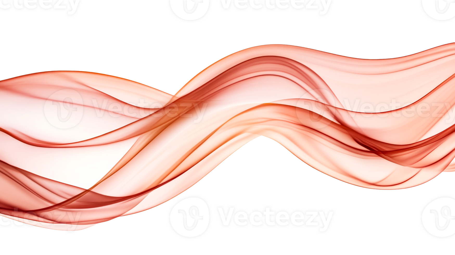 Flowing, airy, abstract design with copper-red waves on black, cut out transparent png