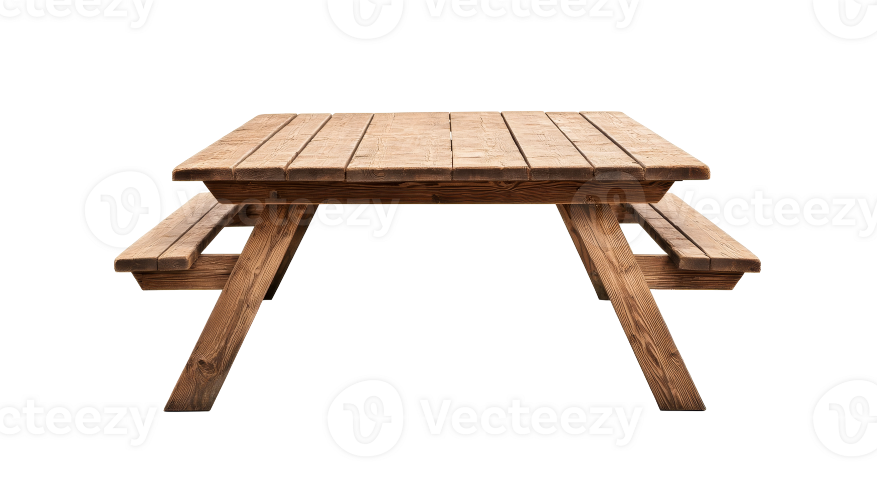 Wooden picnic table with benches, outdoor furniture, garden seating, cut out transparent png