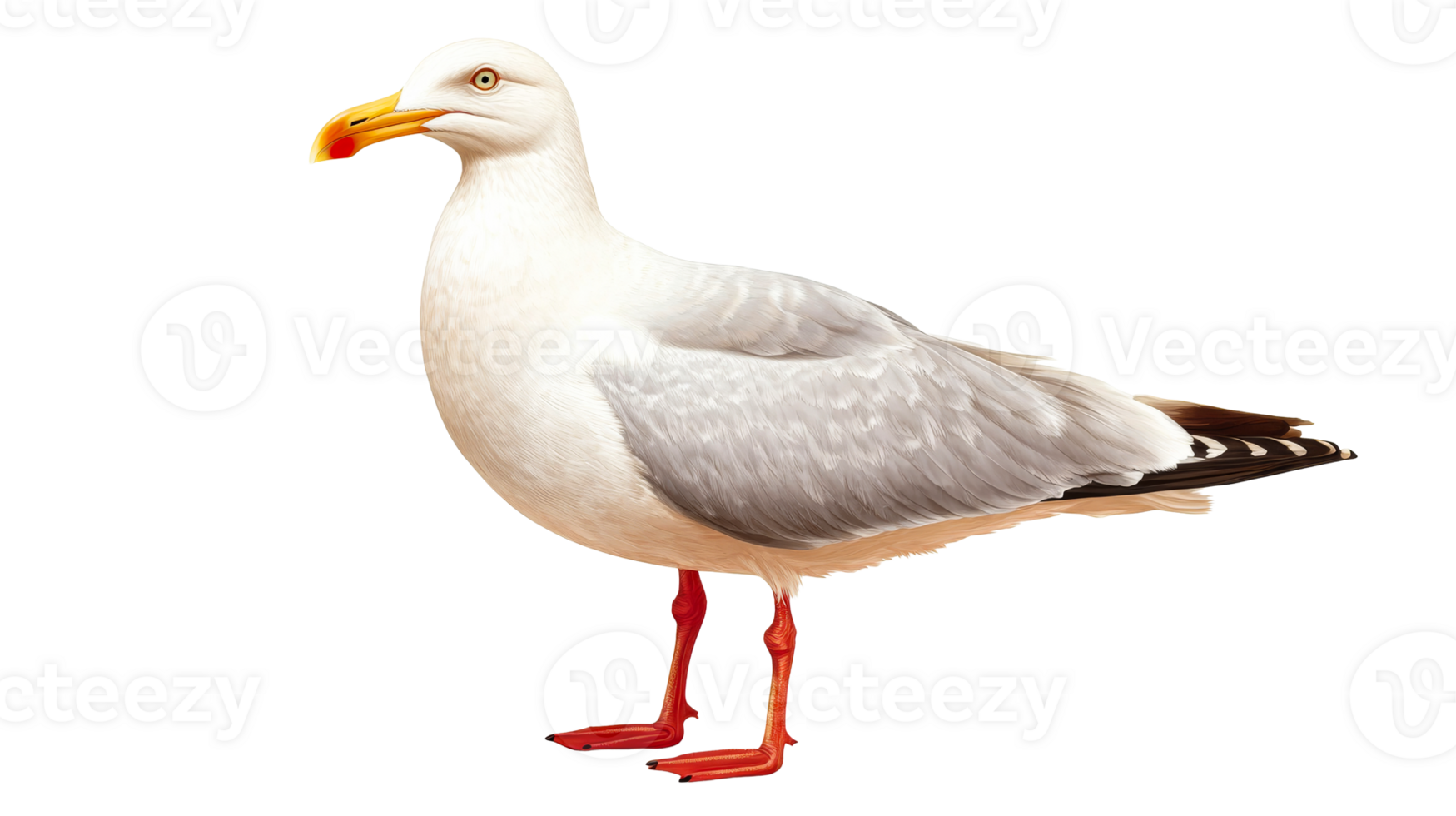 A regal seagull stands tall, cut out transparent png