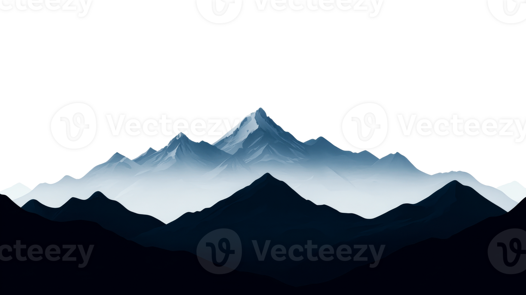 Mountain range illustration, snow-capped peaks, abstract design, cut out transparent png