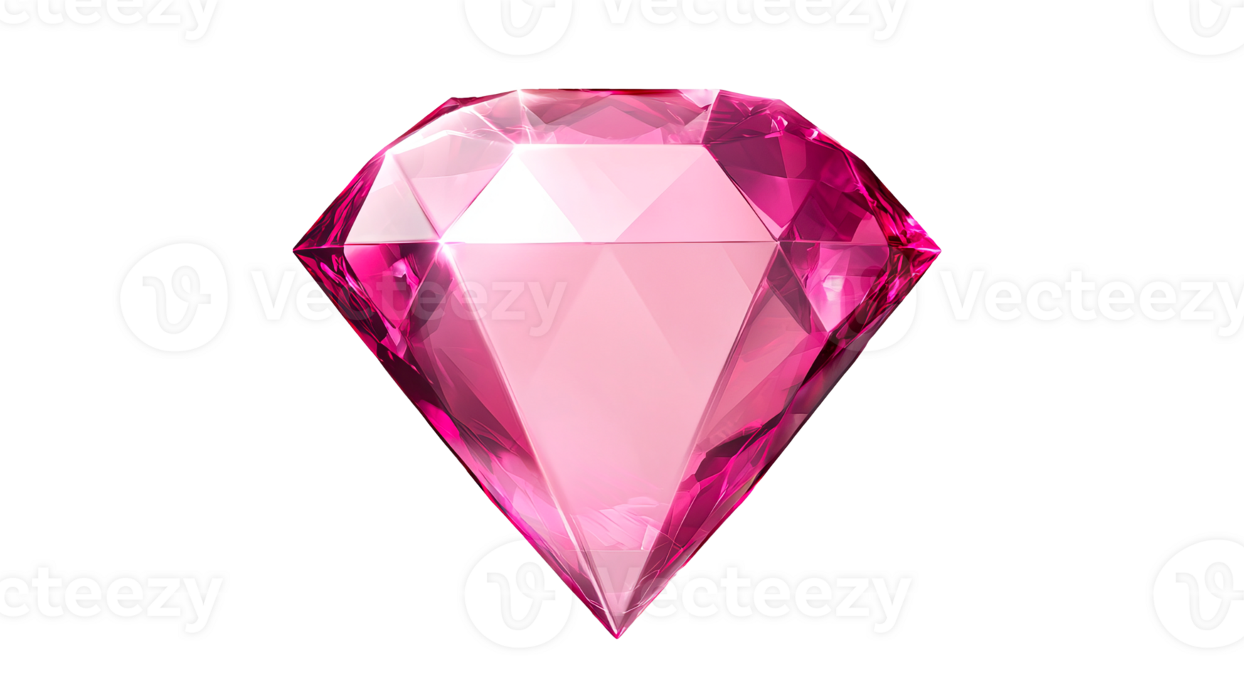 Pink diamond gemstone isolated on black background, cut out transparent png