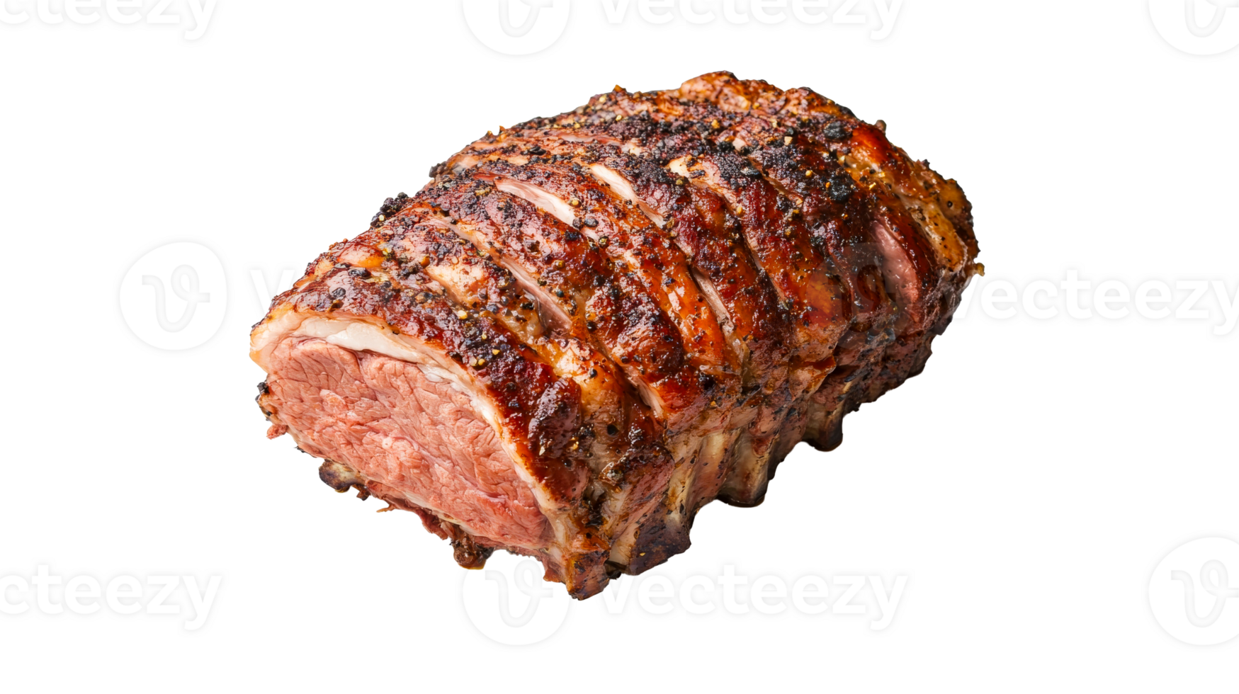 Roast beef ribeye with charred crust, gourmet meal, cut out transparent png