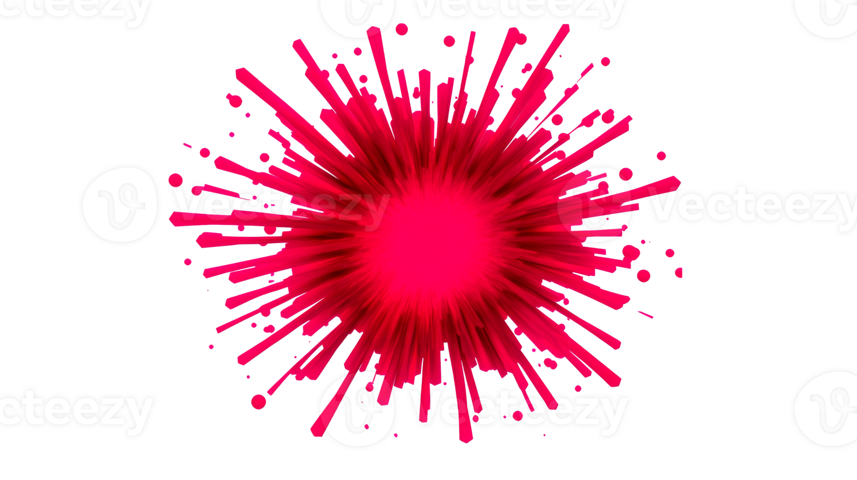 Exploding red rays effect on black background illustration, cut out transparent png