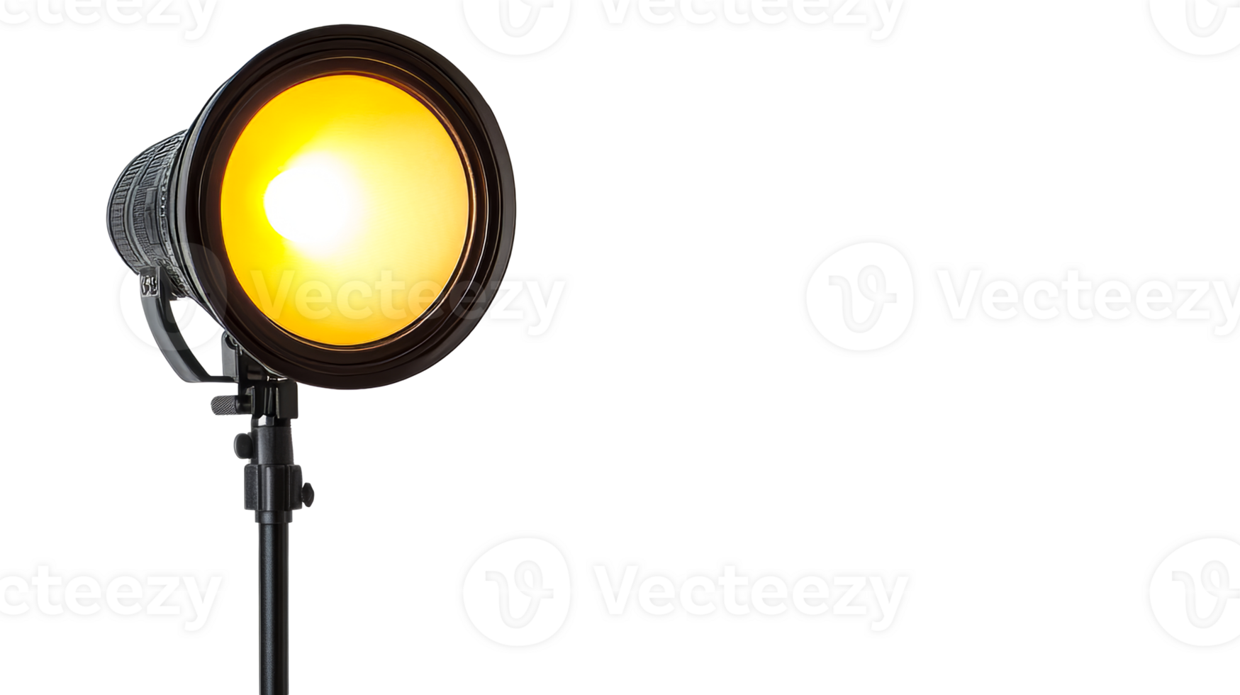 Spotlight, lightbulb, lighting equipment, stand, black background, cut out transparent png