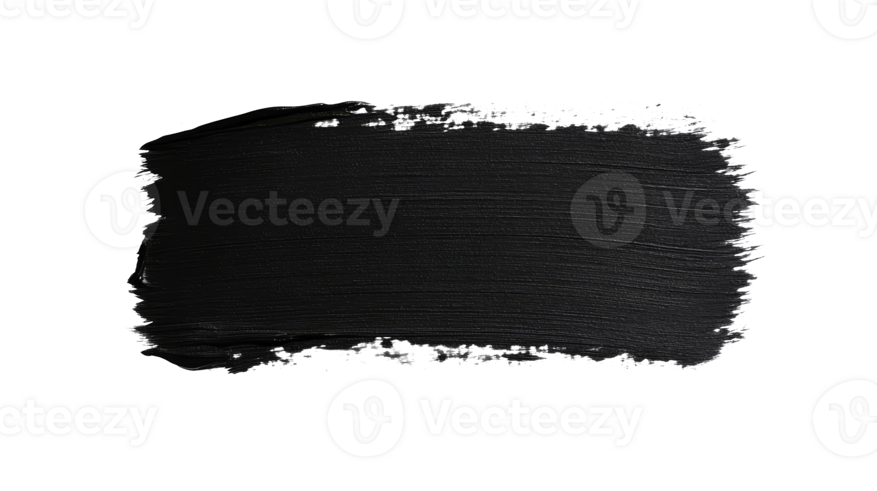 Stroke of black paint with brush marks, abstract artistic element, cut out transparent png
