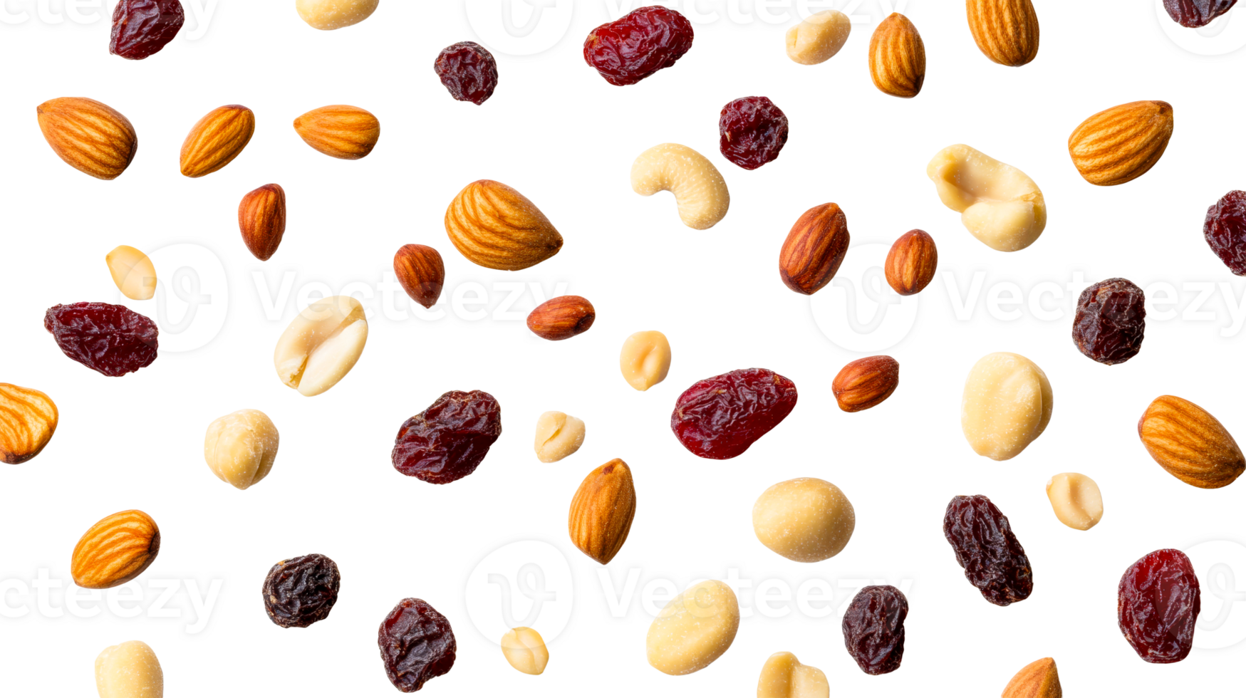 Trail mix with nuts and dried cranberries, cut out transparent png