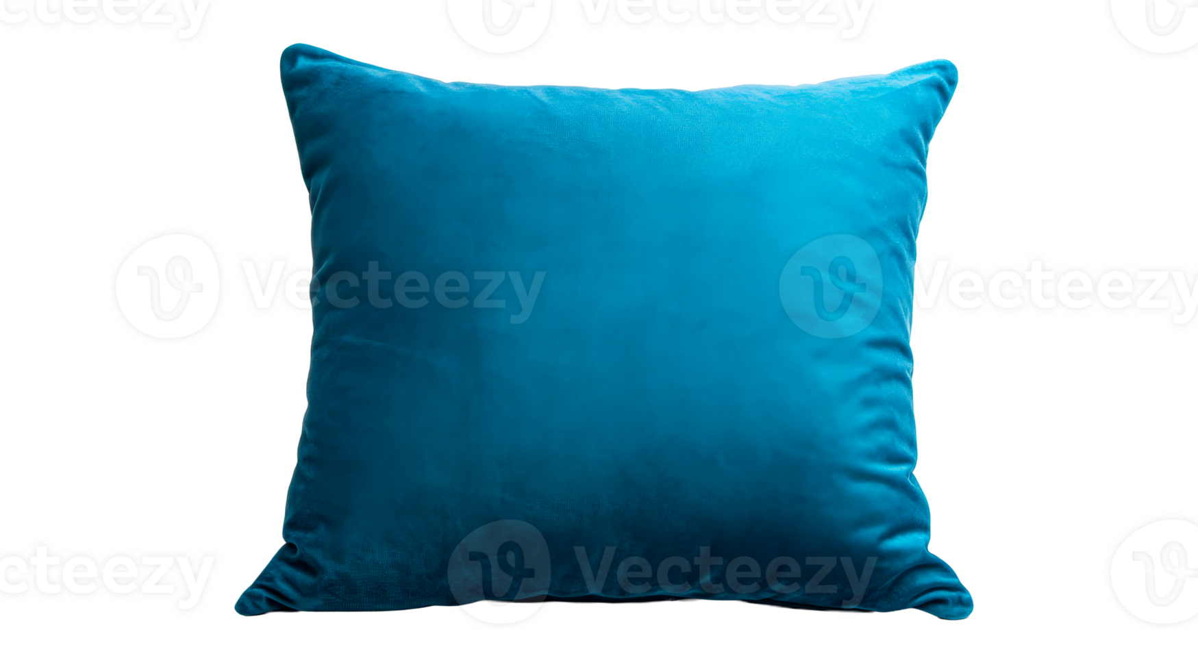 Teal cushion isolated against black background, cut out transparent png