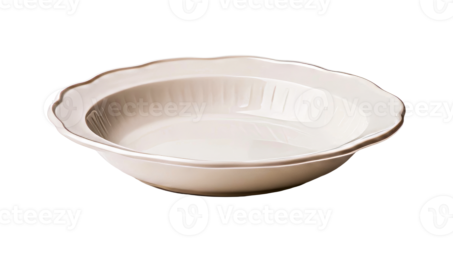 Empty ceramic bowl with wavy edge detail, cut out transparent png