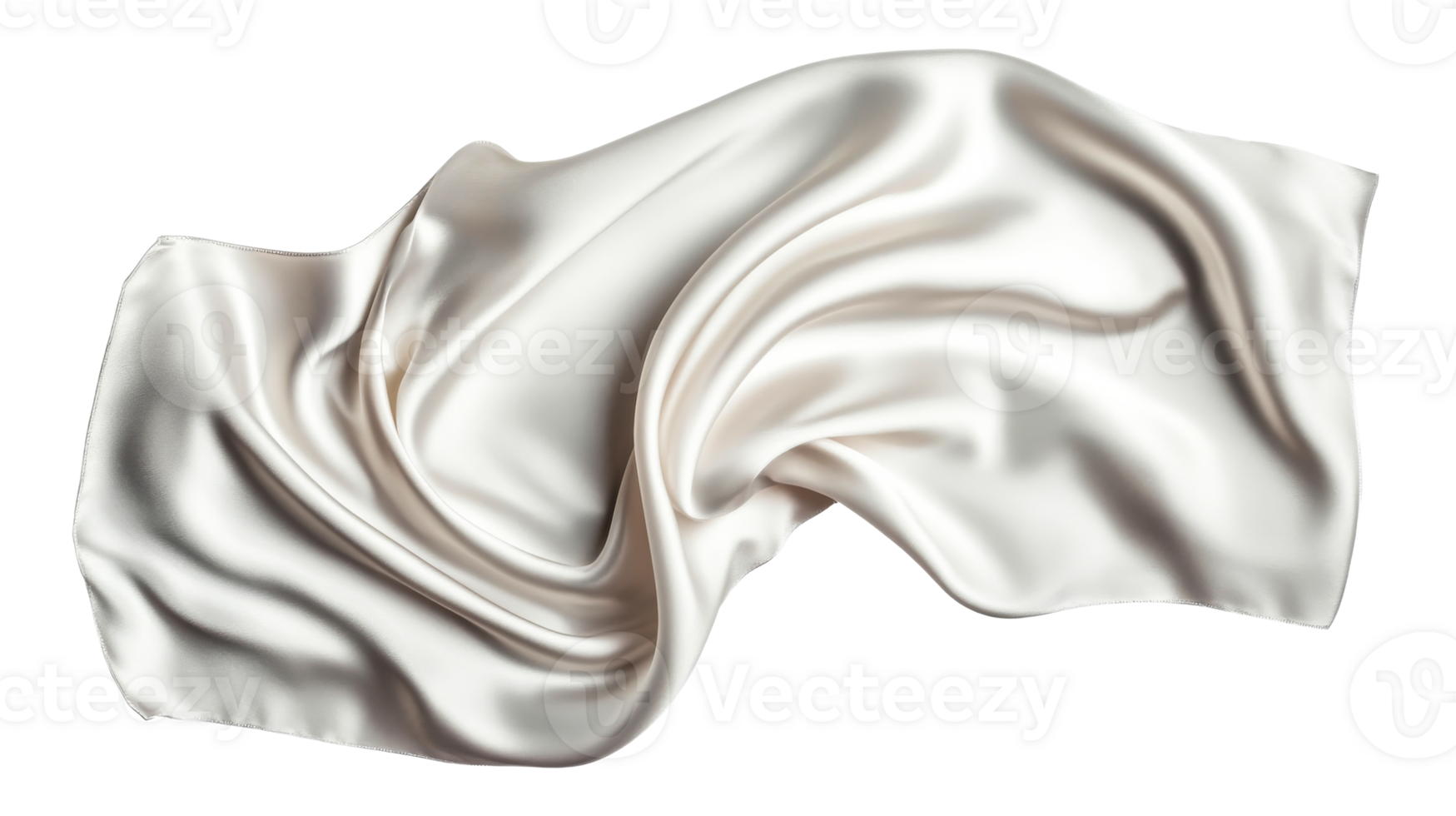 Flowing white silk cloth, elegant drapery design element, cut out transparent png