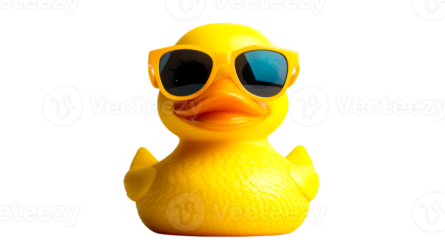 Cool rubber duck wearing sunglasses, portrait view, summer holiday, cut out transparent png