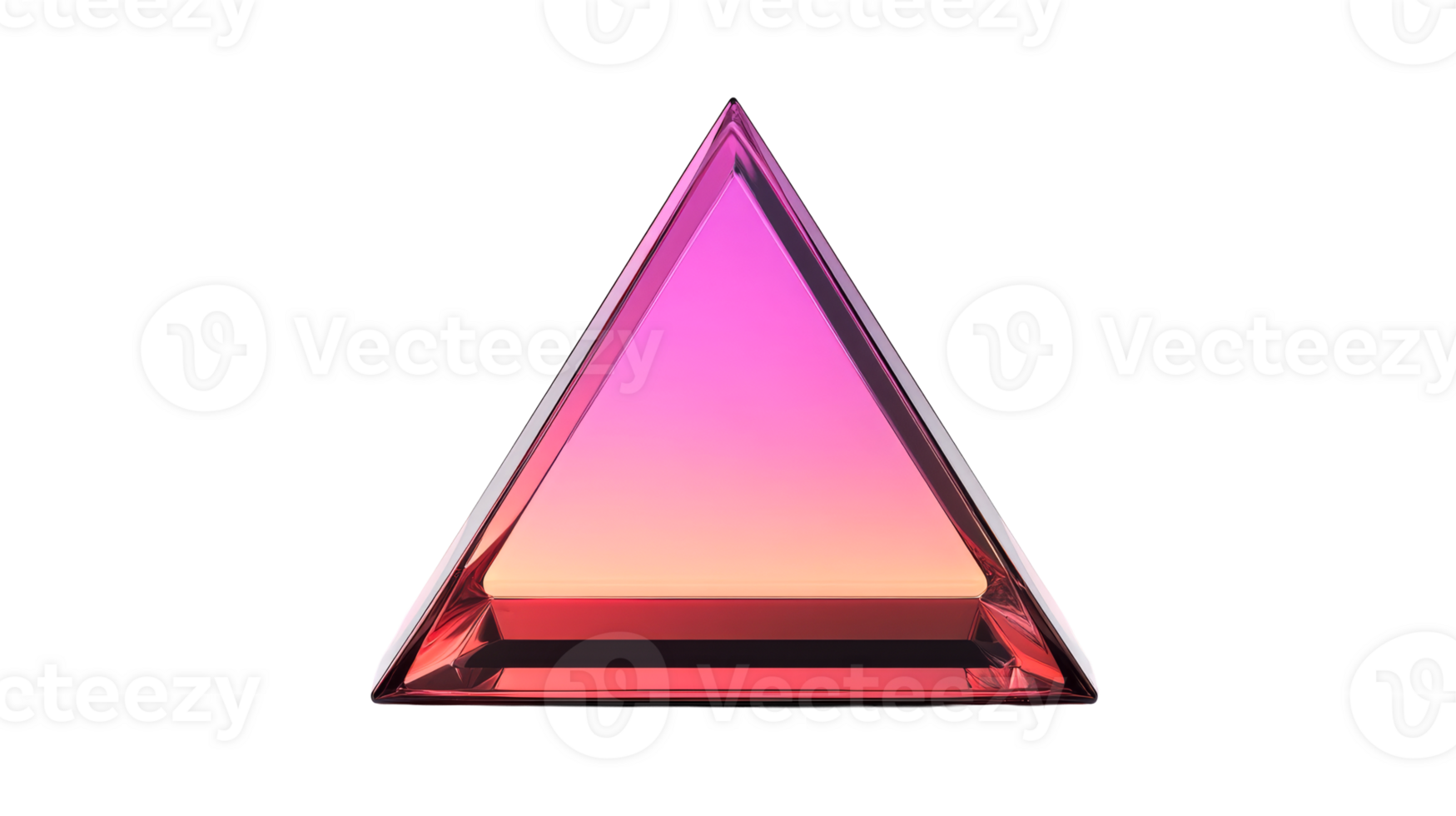 Gradient color crystal pyramid, modern geometric shape, cut out transparent png