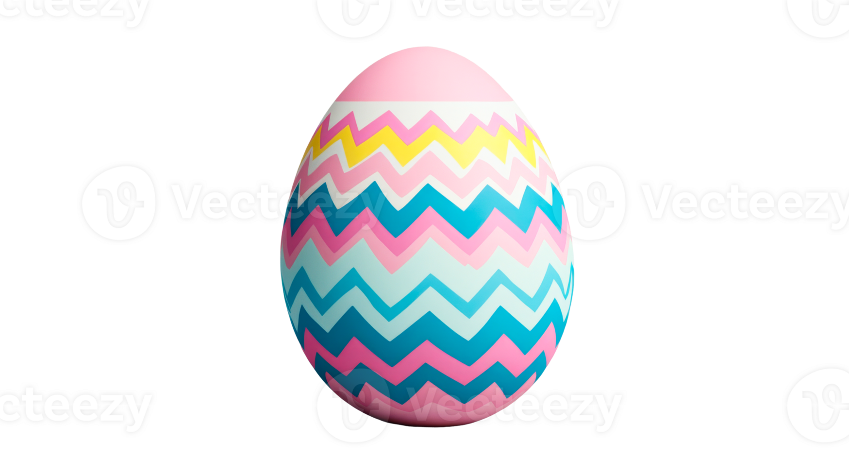 Decorated Easter egg with zigzag pattern, isolated, cut out transparent png