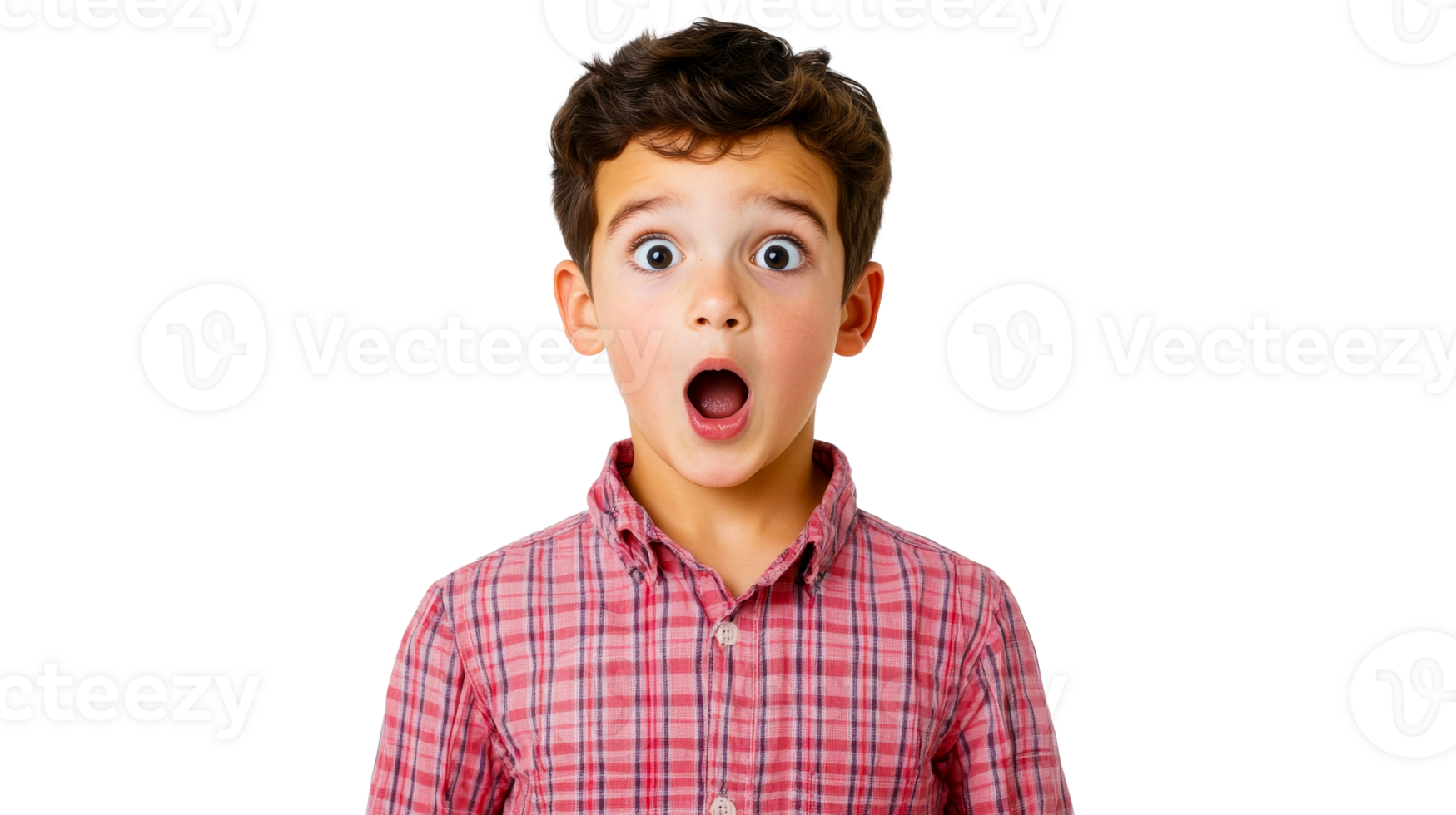 Surprised boy with open mouth against black background, cut out transparent png