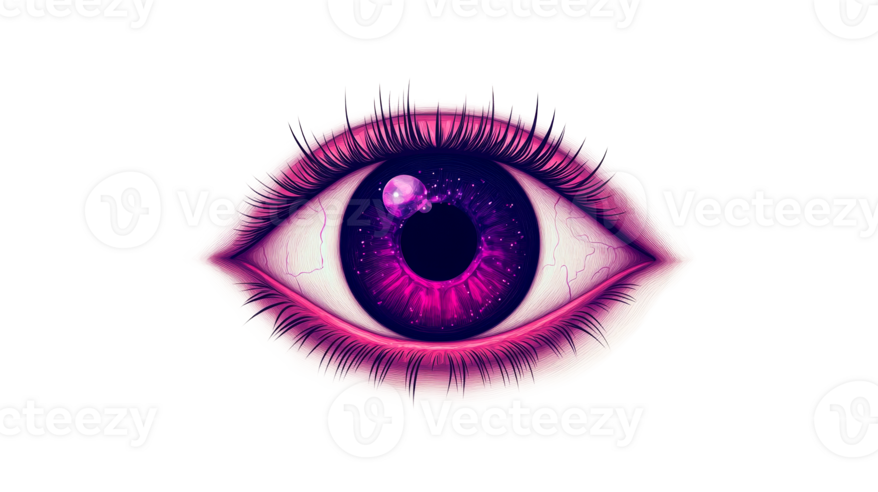 Eye with a galaxy inside, artistic illustration, eye, cut out transparent png