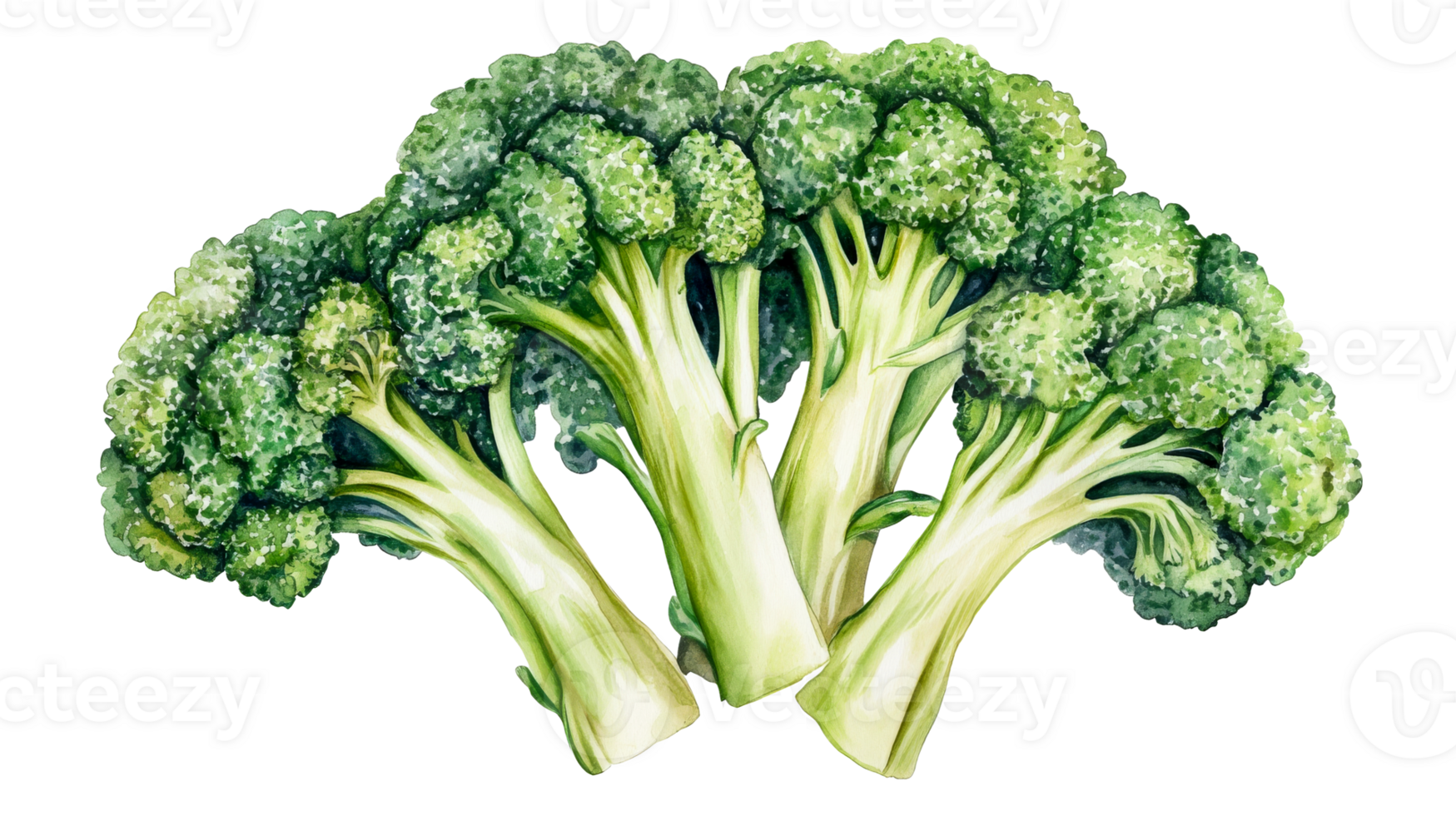 Watercolor broccoli illustration, botanical, healthy, fresh, organic, cut out transparent png